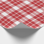 Papier Cadeau Rouge foncé et blanc plaid|Grand Motif| (Coin)