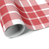 Papier Cadeau Rouge foncé et blanc plaid|Grand Motif| (Coin rond)