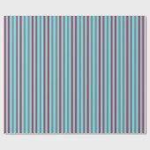 Papier Cadeau Rouge foncé et rayures horizontales turquoises (Plat)