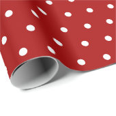 Papier Cadeau Rouge Foncé | Point Blanc à pois (Coin rond)