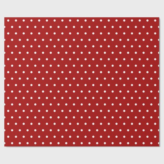 Papier Cadeau Rouge fonçé | Point Polka blanc (Plat)