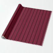 Papier Cadeau Rouge foncé & Rayures rouges (Déroulé)