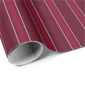 Papier Cadeau Rouge foncé & Rayures rouges (Coin rond)