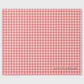 Papier Cadeau Rouge Gingham Noël Personnalisé Fêtes (Plat)