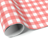 Papier Cadeau Rouge Gingham Noël Personnalisé Fêtes (Coin rond)