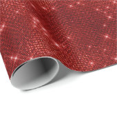 Papier Cadeau Rouge Glitzy Chic Glam Étincelle (Coin rond)