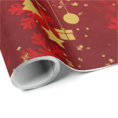 Papier Cadeau Rouge Gras Et Or (Coin rond)