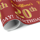 Papier Cadeau Rouge, Imitation Gold Look "20e anniversaire" (Coin rond)