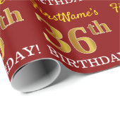 Papier Cadeau Rouge, Imitation Gold Look "36e anniversaire" (Coin rond)