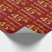 Papier Cadeau Rouge, Imitation Gold Look "45e anniversaire" (Coin)