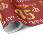 Papier Cadeau Rouge, Imitation Gold Look "45e anniversaire" (Coin rond)