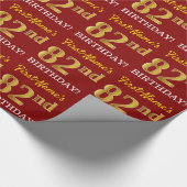 Papier Cadeau Rouge, Imitation Gold Look "82e anniversaire" (Coin)