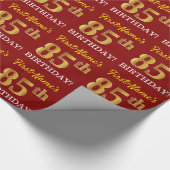 Papier Cadeau Rouge, Imitation Gold Look "85e anniversaire" (Coin)