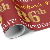 Papier Cadeau Rouge, Imitation Gold Look "86e anniversaire" (Coin rond)