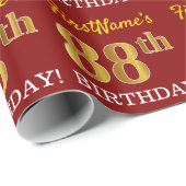 Papier Cadeau Rouge, Imitation Gold Look "88e anniversaire" (Coin rond)