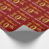 Papier Cadeau Rouge, Imitation or Look "10e anniversaire" (Coin)