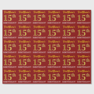 Papier Cadeau Rouge, Imitation or Look "15ème anniversaire"