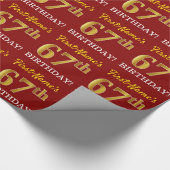 Papier Cadeau Rouge, Imitation or Look "67e anniversaire" (Coin)