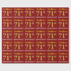 Papier Cadeau Rouge, Imitation or Look "71ème anniversaire"