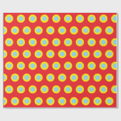 Papier Cadeau Rouge Jaune Bleu Points Simples Rétro (Plat)