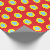 Papier Cadeau Rouge Jaune Bleu Points Simples Rétro (Coin)