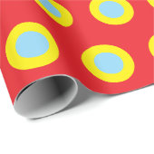 Papier Cadeau Rouge Jaune Bleu Points Simples Rétro (Coin rond)
