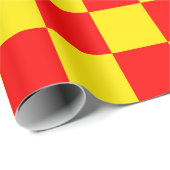 Papier Cadeau Rouge Jaune Chèque À damiers Motif Design (Coin rond)