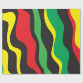 Papier Cadeau Rouge Jaune Vert Noir Vague Rasta (Plat)