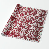 Papier Cadeau Rouge Maron Damask Design (Déroulé)