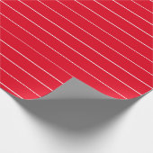 Papier Cadeau Rouge mince blanc rayures motif moderne minimalist (Coin)