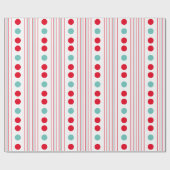 Papier Cadeau Rouge moderne et Turquoise Pois et rayures (Plat)