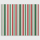 Papier Cadeau Rouge moderne, vert, blanc Grandes bandes de Noël (Plat)