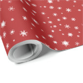 Papier Cadeau Rouge Neige de Noël (Coin rond)