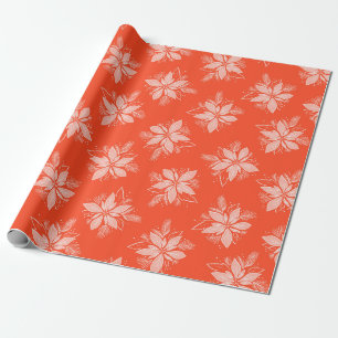 Papier Cadeau Rouge Noël Poinsettia Fleurs Vacances Enveloppemen