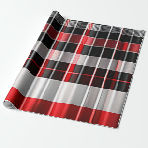 Papier Cadeau Rouge Noir Abstrait Plaid Collection populaire