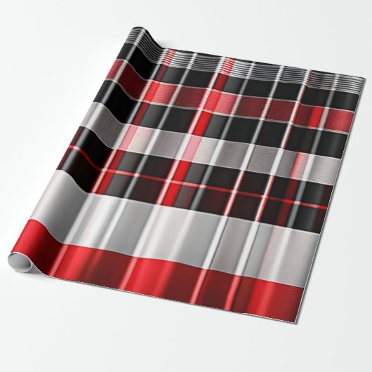Papier Cadeau Rouge Noir Abstrait Plaid Collection populaire (Déroulé)