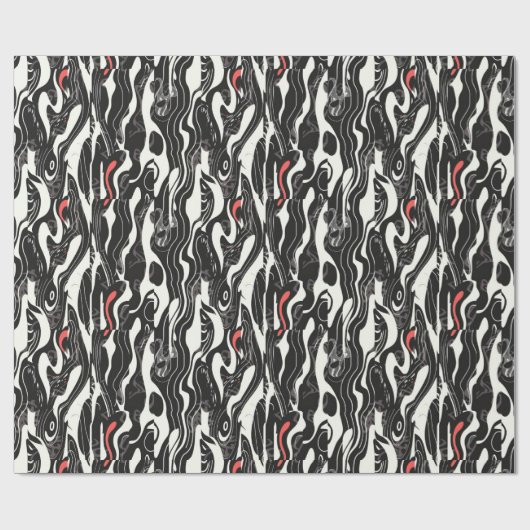 Papier Cadeau Rouge noir blanc Abstrait (Plat)