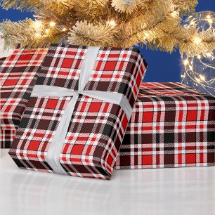 Papier Cadeau Rouge Noir Blanc Flannel Tartan Design Motif