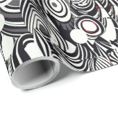 Papier Cadeau Rouge noir blanc Géométrie Abstraite (Coin rond)