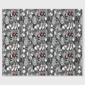 Papier Cadeau Rouge noir blanc Géométrie Abstraite (Plat)