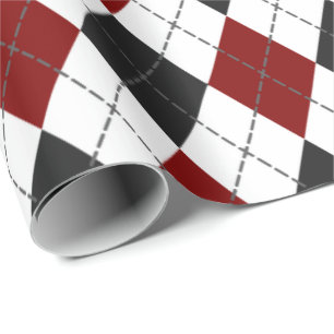 Papier Cadeau rouge noir blanc Jacquard plaid