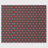 Papier Cadeau Rouge Noir & Gris Argyle Plaid Noël (Plat)