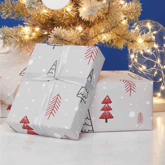 Papier Cadeau rouge noir Moderne simple géométrique arbre de Noë (Vacances)