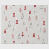 Papier Cadeau rouge noir Moderne simple géométrique arbre de Noë (Plat)