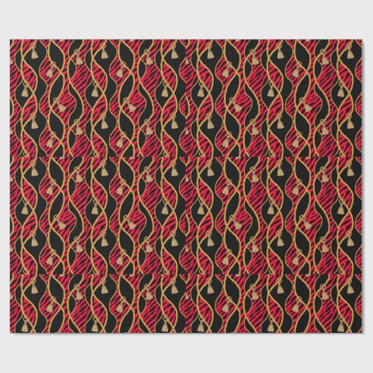 Papier cadeau Rouge, Noir & Or (Plat)