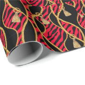 Papier cadeau Rouge, Noir & Or (Coin rond)