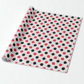 Papier Cadeau Rouge noir Pois Textile Motif Design (Déroulé)