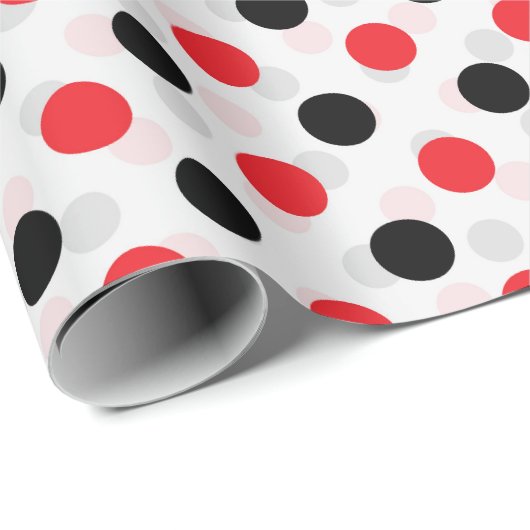 Papier Cadeau Rouge noir Pois Textile Motif Design (Coin rond)