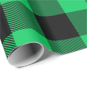 Papier Cadeau Rouge noir vert gros bison plaid bûcheron Tartan (Coin rond)