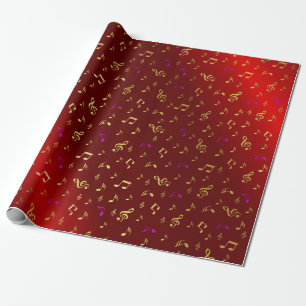 Papier Cadeau rouge,note, musical, mélodie, musique, son, signe,